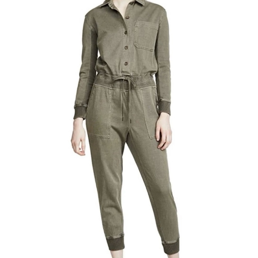 James Perse Green Utility Jumpsuit with Tapered Legs